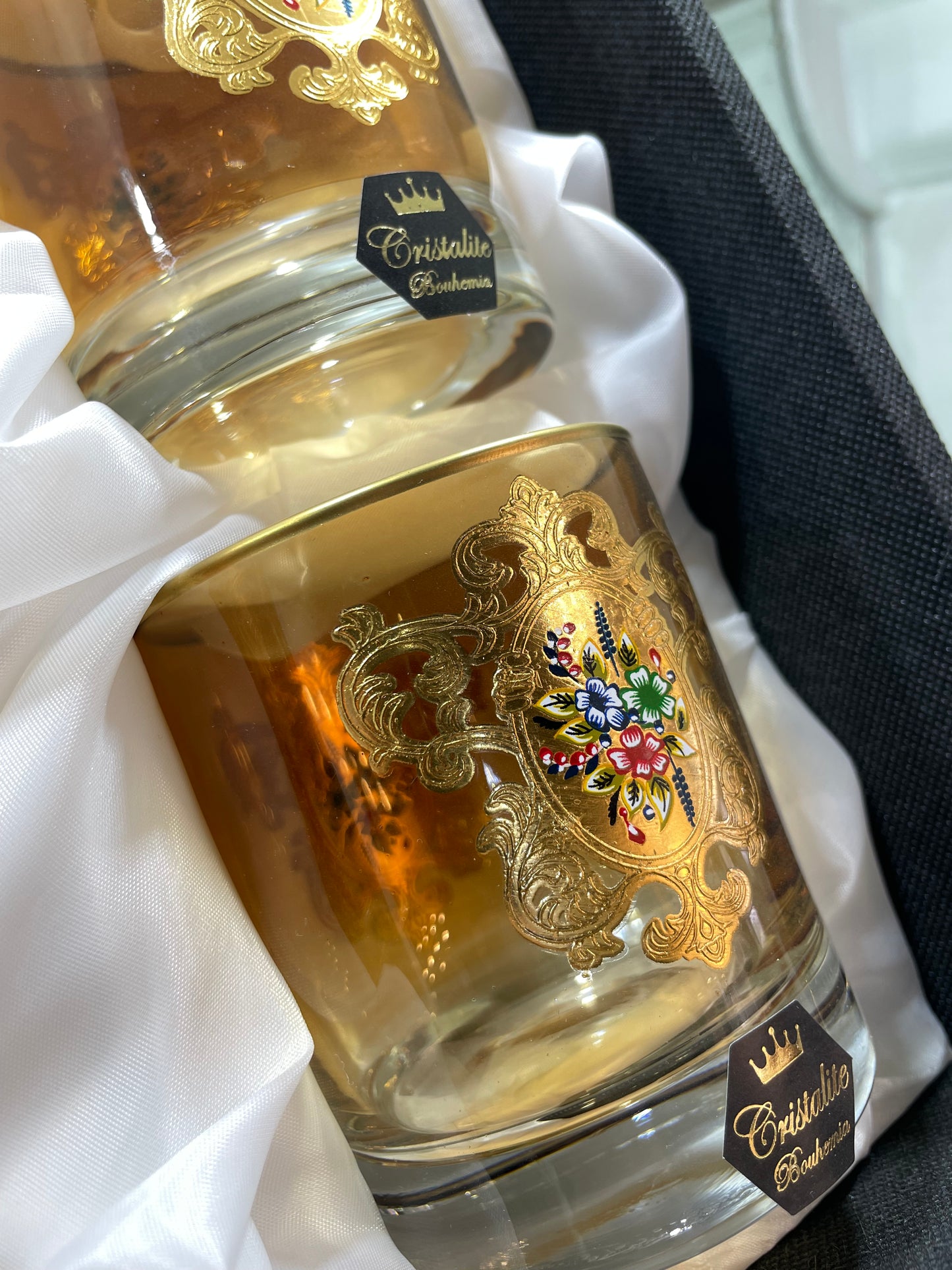 Gold Moroccan Glassware Set – Carafe & 6 Glasses | Hand-Painted Elegance