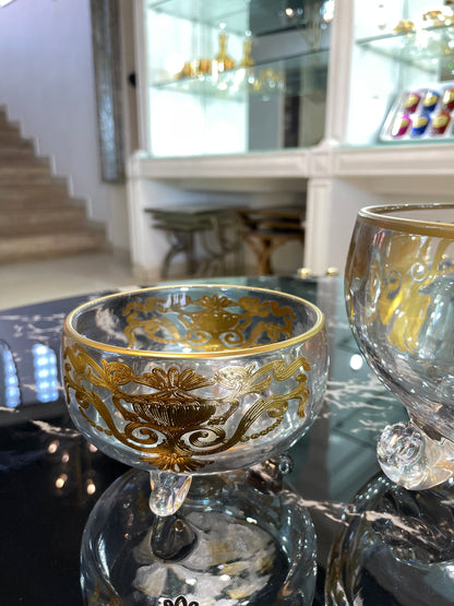 Gold Moroccan Dessert Bowl Set – 7-Piece Hand-Painted Glass Collection