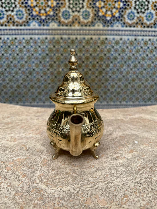 Small Moroccan Golden Teapot – Handcrafted Brass