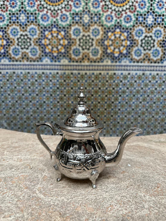 Small Moroccan Silver Teapot – Handcrafted Brass