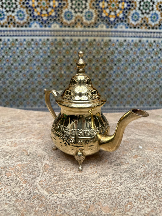 Small Moroccan Golden Teapot – Handcrafted Brass