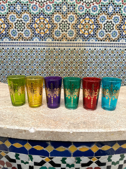 Set of 6 Moroccan Tea Glasses – Handcrafted Colorful Design